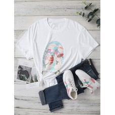 Cartoon Easter Print O  neck Short Sleeve Plus Size T  shirt