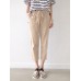 Leisure Solid Drawstring Pocket Cotton Casual Pants