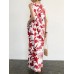 Plant Print Pocket Round Neck Sleeveless Print Dress