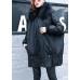 Casual Black hooded Fur collar Warm drawstring Winter Cotton PU