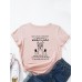 Cartoon Alpaca Letters Print Round Neck T  shirt For Women