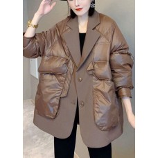 Handmade Khaki Casual Winter Puffer Jacket Down Coat