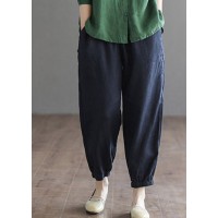 Plus Size Navy elastic waist harem Cotton Pants Summer