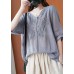 Natural pink linen clothes v neck daily summer top