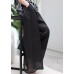 Modern Black Pockets Embroideried Floral Elastic Waist Linen Wide Leg Pants Summer