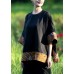 Loose Black O-Neck Asymmetrical Patchwork Silk Top Spring