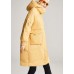 Fashion Yellow hooded Pockets Loose Winter Duck Down Winter Coats