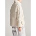 Handmade Beige Pockets fashion drawstring Winter Duck Down Coat