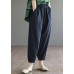 Plus Size Navy elastic waist harem Cotton Pants Summer