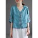 Diy White Button Embroideried Summer Linen Half Sleeve Shirt Top