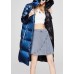 Luxury Blue zippered Pockets Loose Winter Duck Down Coat