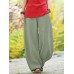 Solid Pocket Elastic Waist Cotton Casual Pants