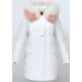 Fitted White hooded Raccoon hair collar low high design Winter Duck Down Coat