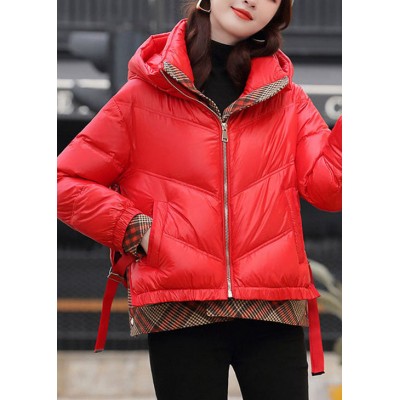 Club Red hooded Patchwork Thick Winter Duck Down Jackets