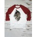 Women 3D Cat Patchwork Raglan Sleeve Round Neck Casual T  Shirt