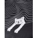 Women Striped Cartoon Cat Round Neck Casual Relaxed Fit Long Sleeve T  Shirt